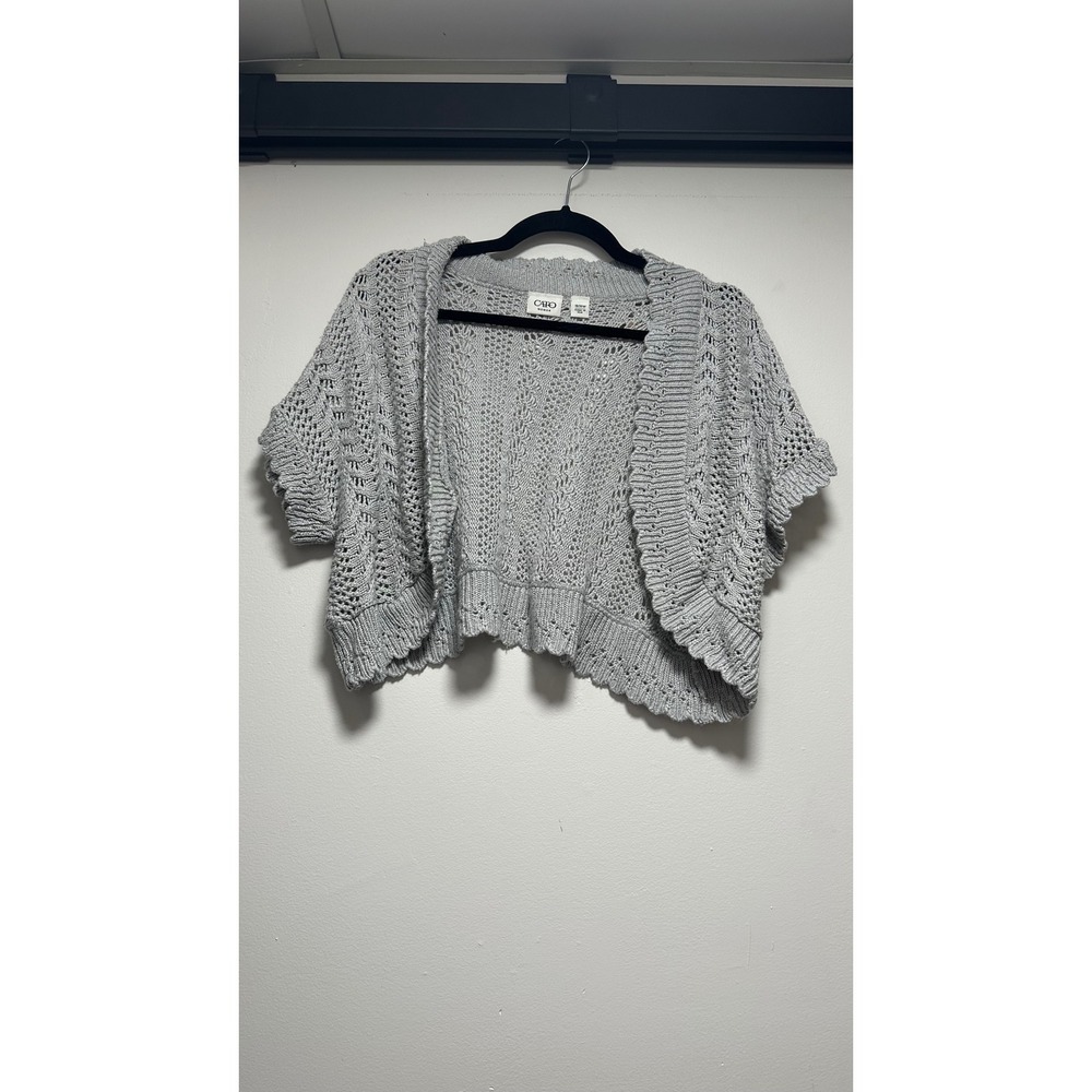 Cato Woman Grey Metallic Open Knit Shrug Bolero Short Sleeve Plus Size 18/20W